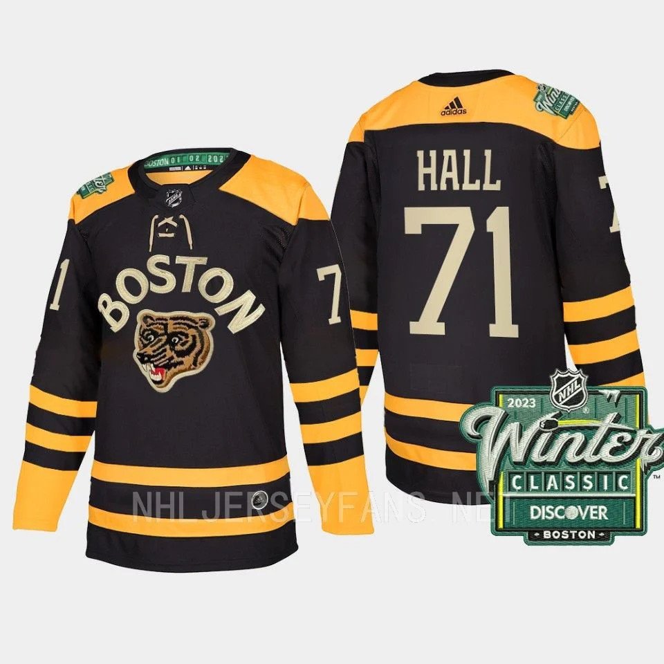 Men's Boston Bruins #71 Taylor Hall 2023 Winter Classic Black Authentic Stitched Jersey